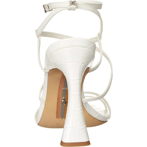Sam Edelman | Lela Bright White Ankle Strap Squared Open Toe Heeled Sandals - Picture 12 of 12